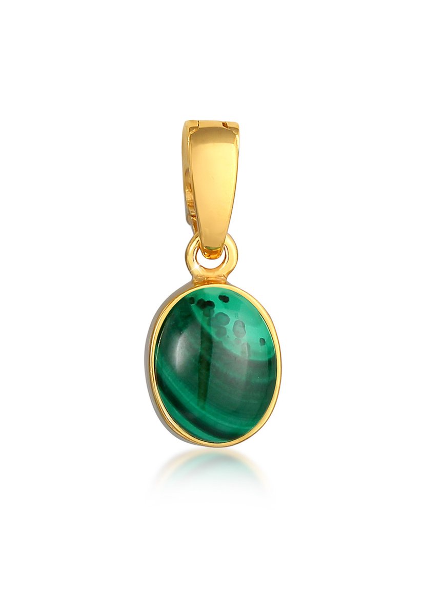 Nenalina - Hanger - Dames Edelsteen Malachiet Cabochon Ovaal Elegant in 925 Sterling Zilver Verguld - Dames