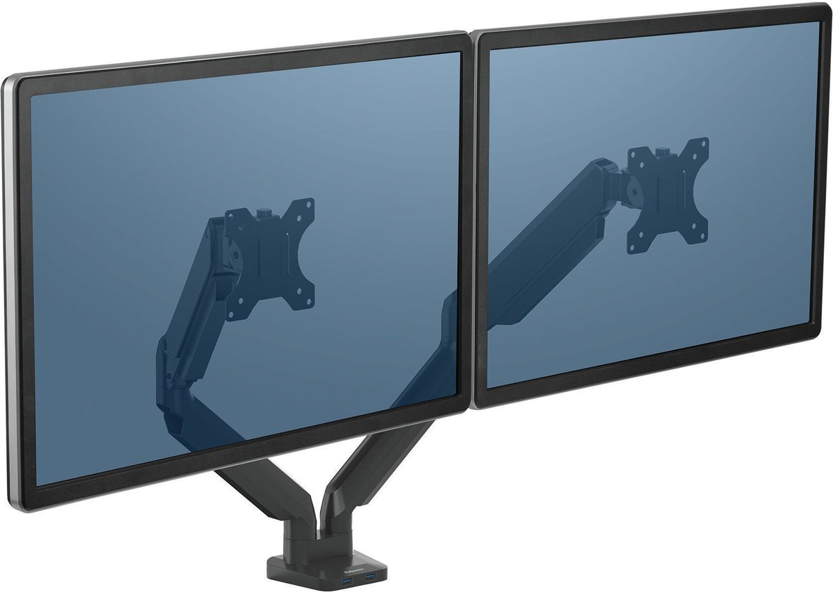 Fellowes Platinum monitor arm - 2 schermen - gasveer - zwart