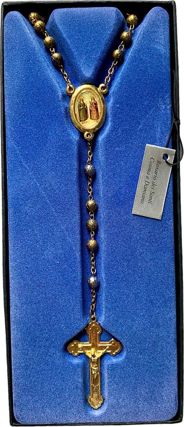 Rozenkrans ketting hout met kruis zilver 53 cm voor kerst bestellen