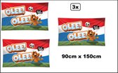 3x Gevelvlag Loekie olee olee rood/wit/blauw 150cm x 90cm - Asjemenou WK Oranje Holland voetbal goal Nederland