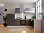 Hoekkeuken 310  cm - complete keuken met apparatuur Malia  - Wit/Grijs - soft close - keramische kookplaat - vaatwasser - afzuigkap - oven    - spoelbak