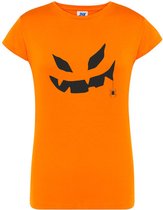 DAMES T-SHIRT HALLOWEEN ORANJE - MEDIUM