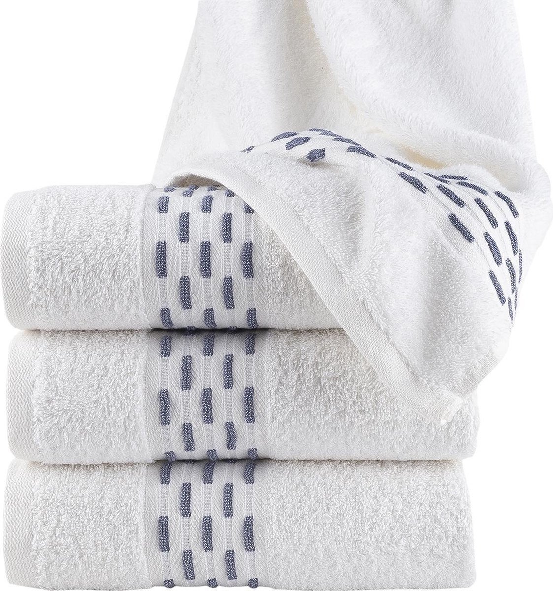 Handdoek - 4 stuks golf jacquard wit 50x100 cm