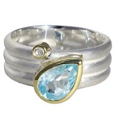 Belle Ring large en argent avec topaze et cristal de roche 17,25 mm. (taille 54)