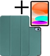 Hoesje Geschikt voor iPad 2022 Hoesje Case Hard Cover Hoes Book Case Met Screenprotector - Donkergroen