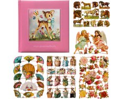 Poëziealbum - 16x16 - Roze - met 5 vellen Poëzieplaatjes - Versjes - Gedicht - Cadeau - Sint - Geschenk - Knutselen - Hobby - Creatief - Scrapbook - Poezie