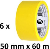 6 x gekleurd verpakkingstape - PP - 50mm x 66m - geel
