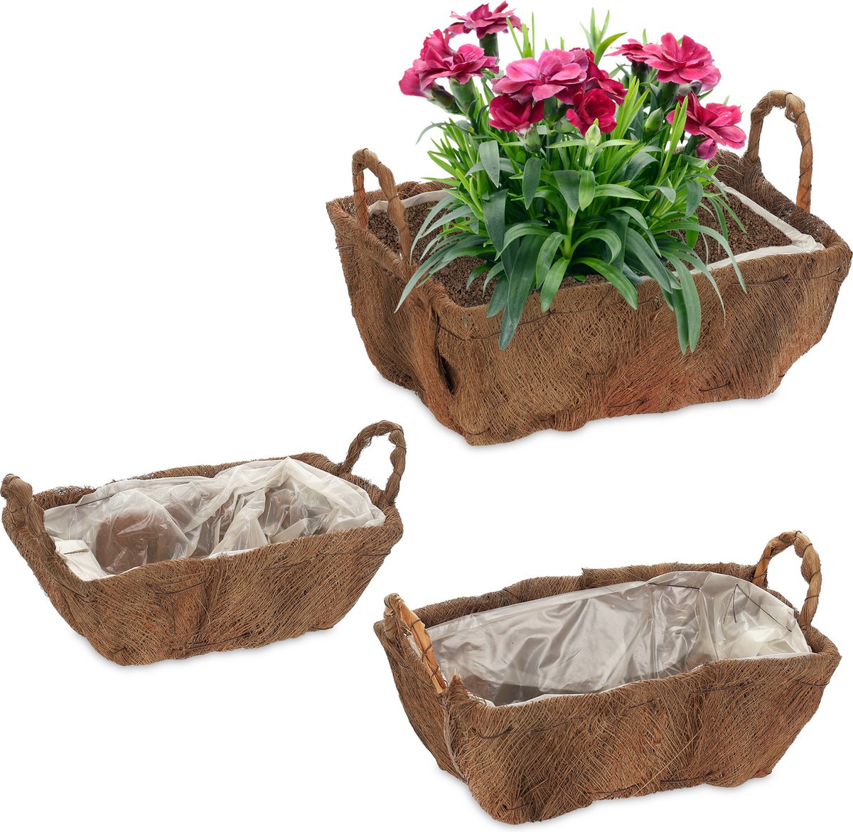 plantenbak balkon - met handgrepen - 3 groottes - folie - binnen - buiten