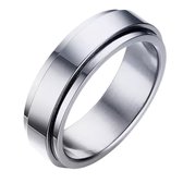Anxiety Ring - (glad) - Stress Ring - Fidget Ring - Draaibare Ring - Spinning Ring - Spinner Ring - Zilverkleurig RVS - (17.25 mm / maat 54)