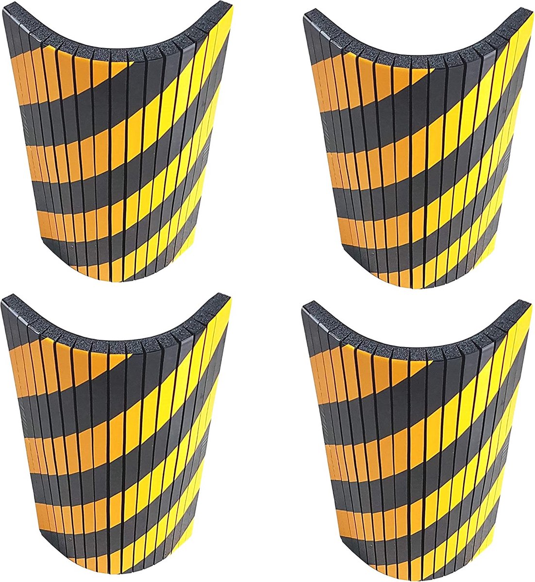 SNS SAFETY LTD zelfklevende, schokabsorberende schuimplaten, aanpasbaar aan wanden door het geribbelde oppervlak, in garages en magazijnen, 44 x 25 x 2 cm, zwart geel (4 stuks) - 