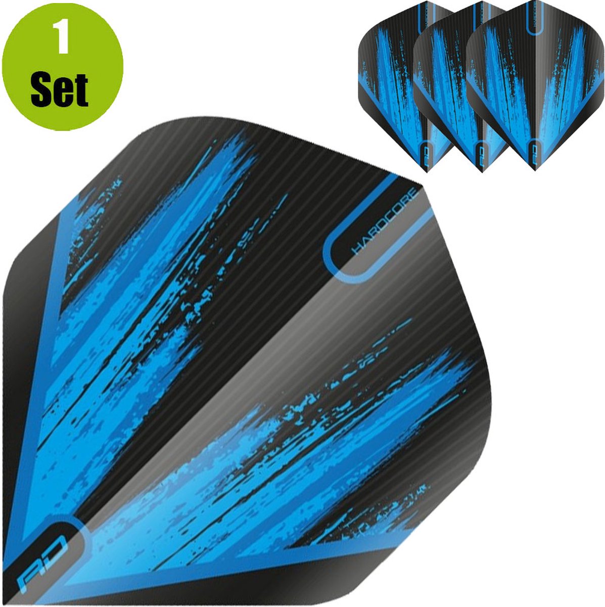 RedDragon Hardcore Radical Dartflights - Zwart-Blauw