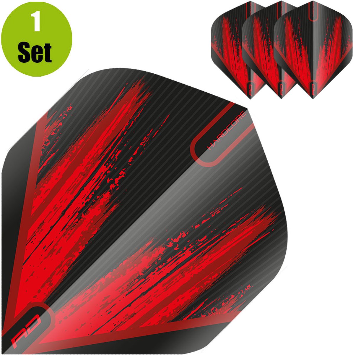 RedDragon Hardcore Radical Dartflights - Zwart-Rood