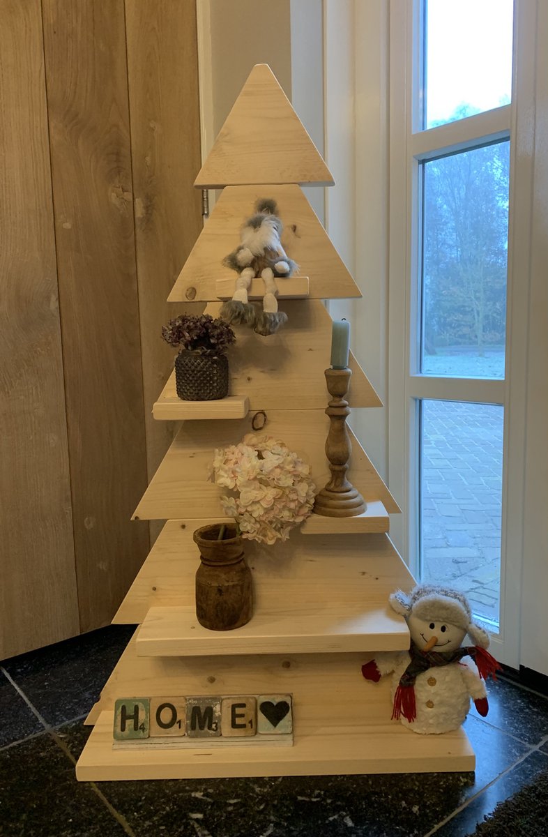 Decoratieve steigerhouten Premium kerstboom - 120 cm hoog - steigerhout