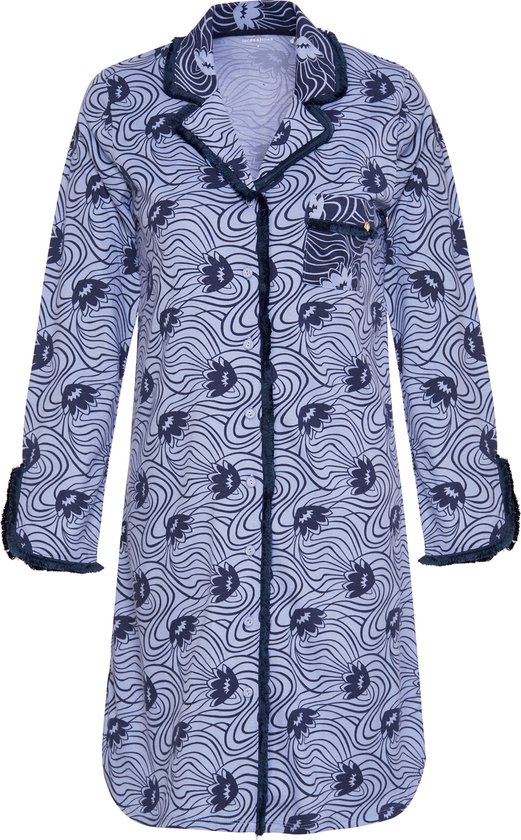 Lords Lilies Doorknoop Slaapkleed Dames Denimblauw Bloemen Print lords-lilies-doorknoop-slaapkleed-dames-denimblauw-bloemen-print