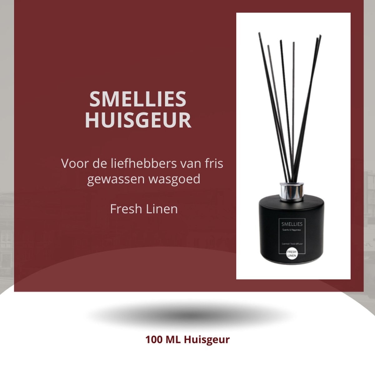 SMELLIES - Geurstokjes - Huisgeur - Huisparfum - Fresh Linen - 100ml