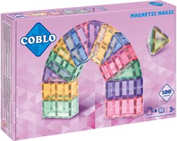 foto van Coblo Pastel 100 stuks - Magnetisch speelgoed - Montessori speelgoed - Magnetische Bouwstenen - Magnetische tegels - Magnetic tiles - Cadeau kind - Speelgoed 3 jaar t/m 12 jaar - Magnetisch speelgoed bouwblokken