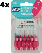 TePe Ragers Roze 0,4mm - 4 x 6 stuks - Voordeelverpakking