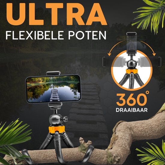 TELESIN Magnetische Flexibele Telefoon Statief, Draagbaar & Flexibel MINI Telefoon Statief Stand, met 1/4 Schroefdraad voor iPhone/Android/GoPro/DJI/insta360 etc, 360° Roterende Handheld Houder