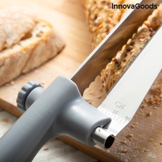 InnovaGoods - Broodmes met Instelbare Snijgeleider - Broodmes gekarteld - Broodmes met geleider - Innovagoods