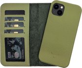 Dutchic Lederen Apple iPhone 14 Hoesje (Tweedelige ontwerp: Book Case / Hardcase - II Matcha Green)