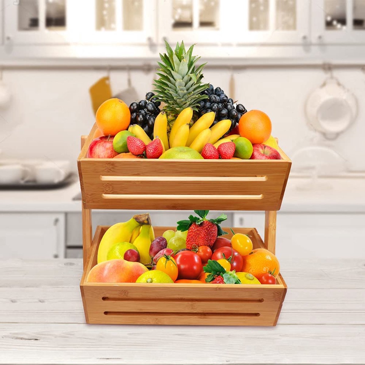 Adel Dream Bamboe-fruitmand, 3-laags serveermand Adel Dream Bamboe-fruitmand, 3-laags serveermand