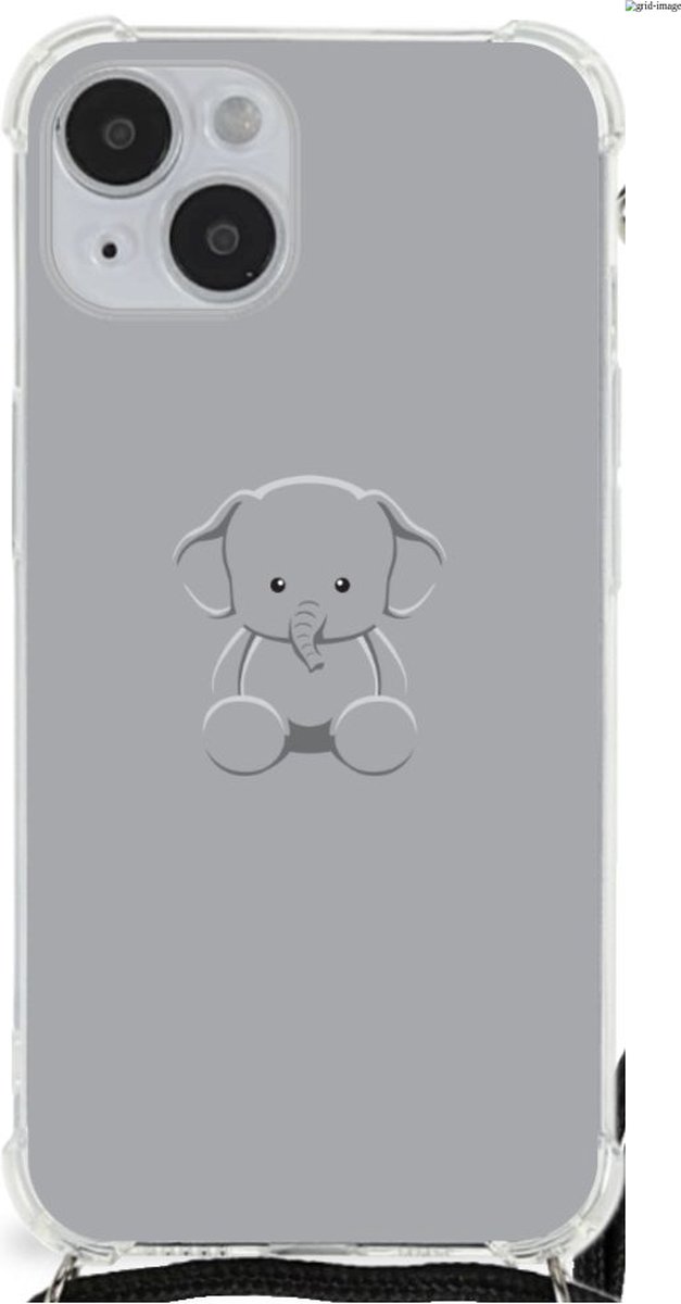 iPhone 14 Plus Stevig Bumper Hoesje Grijs Baby Olifant