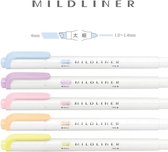 Zebra Mildliner Double Sided Highlighter - 2022 New Gentle Colors Set van 5 verpakt in een A5 Luxe Zipperbag