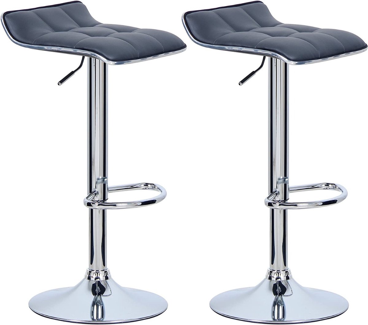 HOMCOM barkruk, set van 2, hoogte 48,5 cm, breedte 49,5 cm, hoogte 96 cm, modern design, zwart
