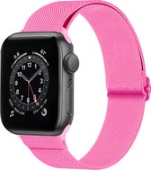 Horloge Band Geschikt voor Apple Watch 1-8 / SE (42/44/45 mm) Bandje Nylon Met Verstelbare Gesp - Roze