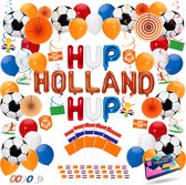Fissaly 114 Stuks Nederland Decoratie Set – EK Voetbal 2024 - Rood, Wit, Blauw & Oranje Versiering – Koningsdag - Nederlands Thema Feest