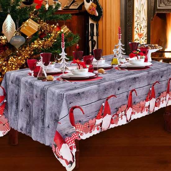noedels steenkool Onderverdelen Kersttafelkleed, 180 x 150 cm, rechthoekig, lang kersttafelkleed,  tafelloper, grijs,... | bol.com