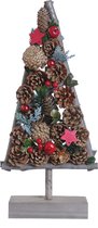 Sapin de Noël sur support en bois de Naturn Christmas | 22x8x50cm | Décorations de Noël durables | Ornement de Noël à pied | Rouge