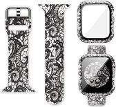 Strap-it Bandje + Case - Geschikt voor Apple Watch case - Series 1/2/3/4/5/6/7/8/SE/Ultra - Lace - Bandje en bescherming hoesje - iWatch bandje en cover voor maat: 44 mm