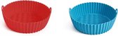 Airfryer siliconen bakken set van 2 - Rood - Blauw - Airfryer bakjes - non stick - 2 maten - 22 en 19 cm - vaatwasser bestendig - Xd Xtreme - Hete lucht friteuse - Airfryer accessoire