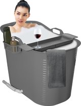 LIFEBATH - Zitbad Nancy - Bath bucket - Mobiele badkuip - 200L - Voor volwassenen - Inclusief Badrek - Grijs