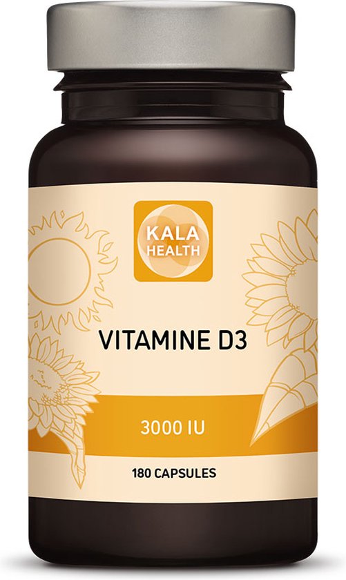 Vitamine D3 75mcg - 180 capsules - Draagt bij aan onderhoud van de Spierfunctie en Botten - Kala Health