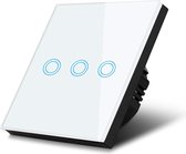 Wandschakelaar met verlichting - Drievoudig - Touch bediening - Wit
