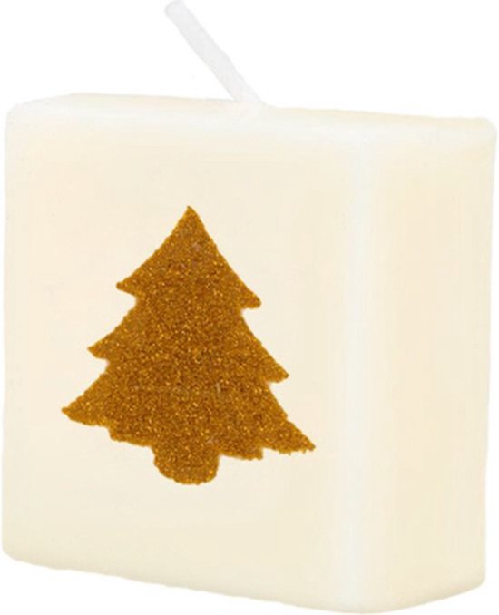 Letter kaars - kerstboom goud