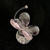 mini papillon en cristal de verre Rose 5x5x4cm fait main, véritable artisanat.