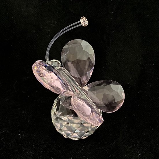 kristallen glazen mini vlinder Roze 5x5x4cm met de hand gemaakt, echt ambachten.
