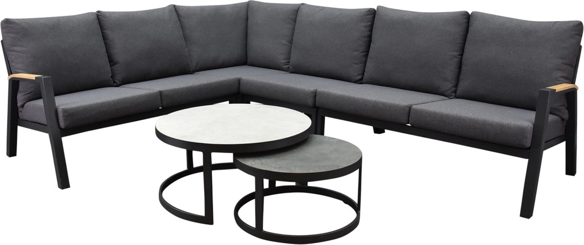 Montenegro hoek loungeset 6-delig antraciet aluminium
