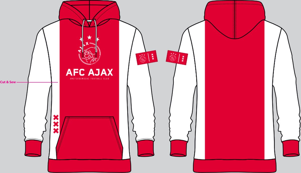 Ajax Hoodie rood/wit Logo L