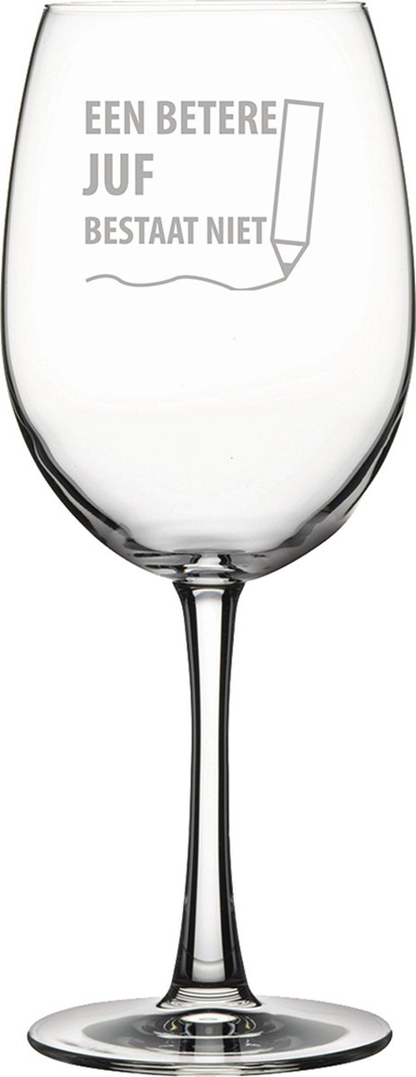 Gegraveerde Rode wijnglas 46cl een betere juf bestaat niet
