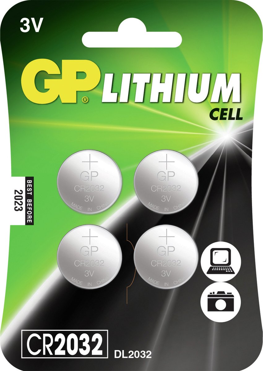 GP Lithium CR2032 knoopcelbatterijen - 4 stuks