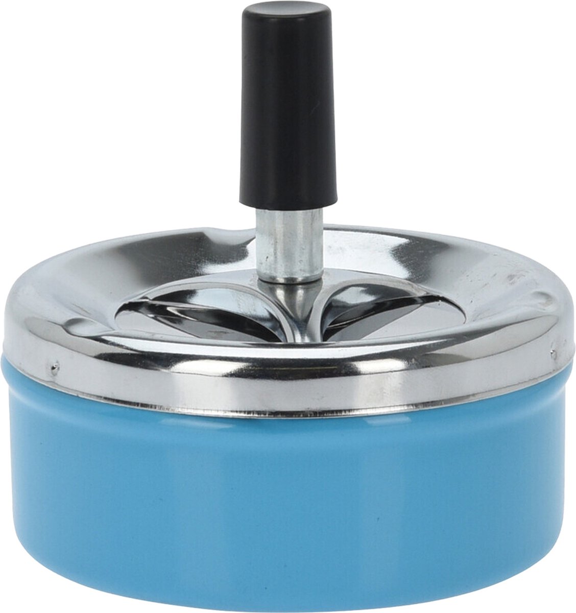Goedkoopste Excellent Houseware Draaiasbak/drukasbak - rond - metaal - blauw - 10 cm