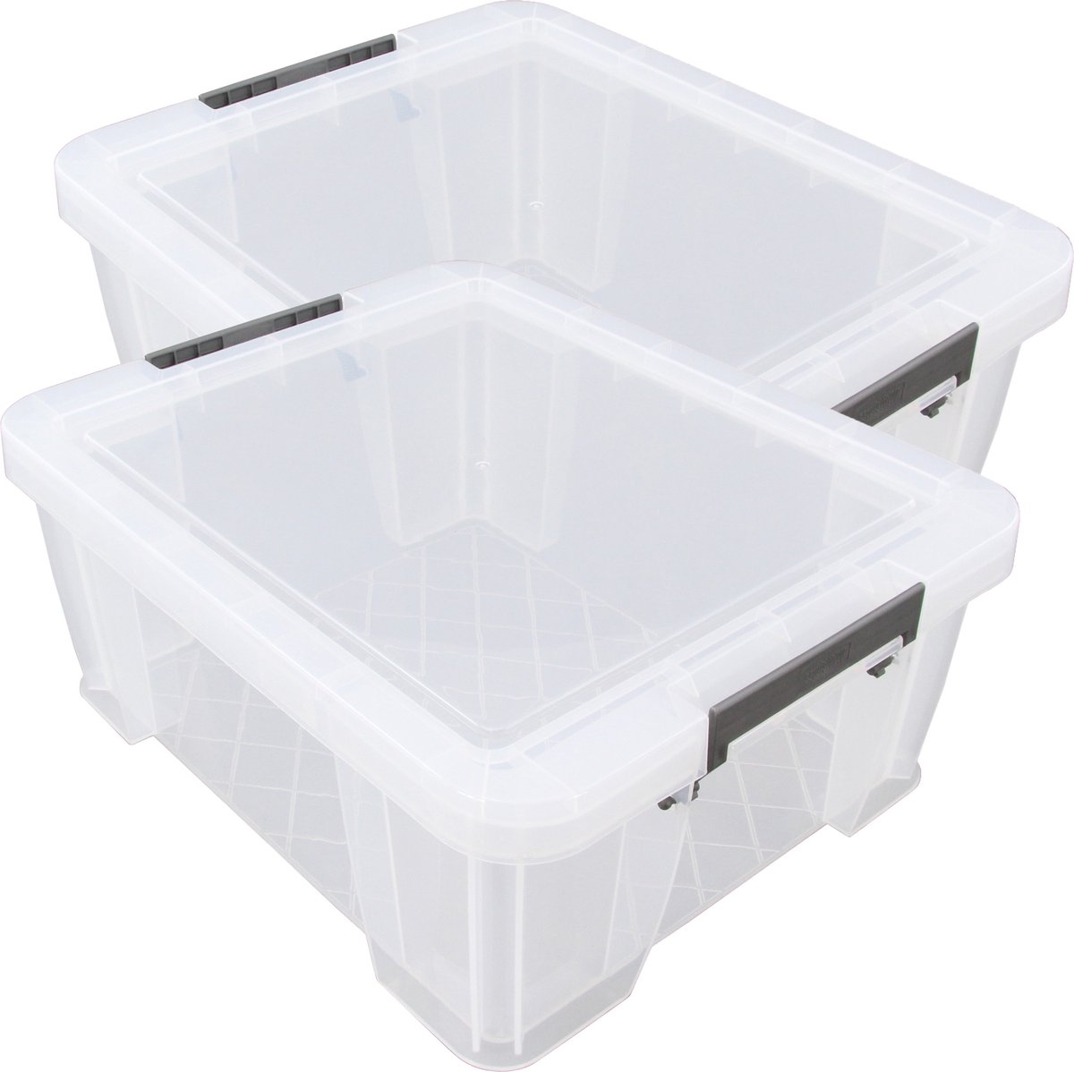 Whitefurze Opbergbox - 3x stuks - 24 liter - Transparant - 48 x 38 x 19 cm - kunststof - opslag oplossingen - kist - met deksel