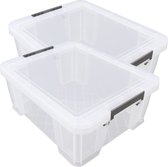 Whitefurze Opbergbox - 3x stuks - 24 liter - Transparant - 48 x 38 x 19 cm