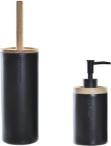 Items - Toiletborstel houder 38 cm en zeeppompje 300ml zwart polystone