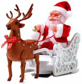 Elektrische Kerstman met slee - Rijdende en Zingende Kerstman - Singing and Riding Santa - Kerstversiering - Kerstdecoratie