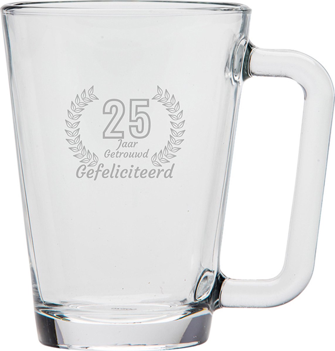 Gegraveerde theeglas 26cl Gefeliciteerd 25 jaar getrouwd